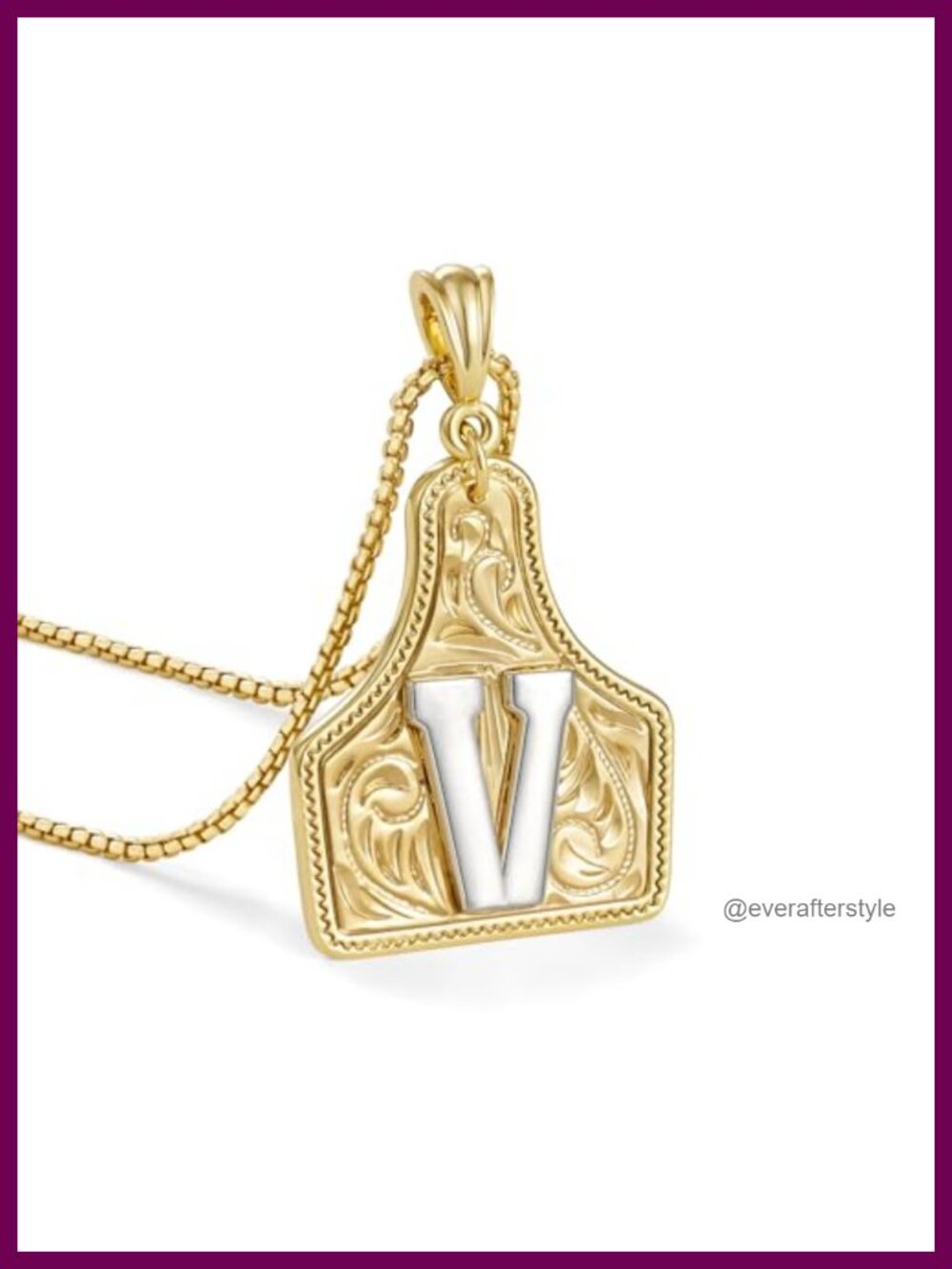 Gold Plated Initial Pendant Necklace Western Cowgirl Charm Adjustable 20 inch